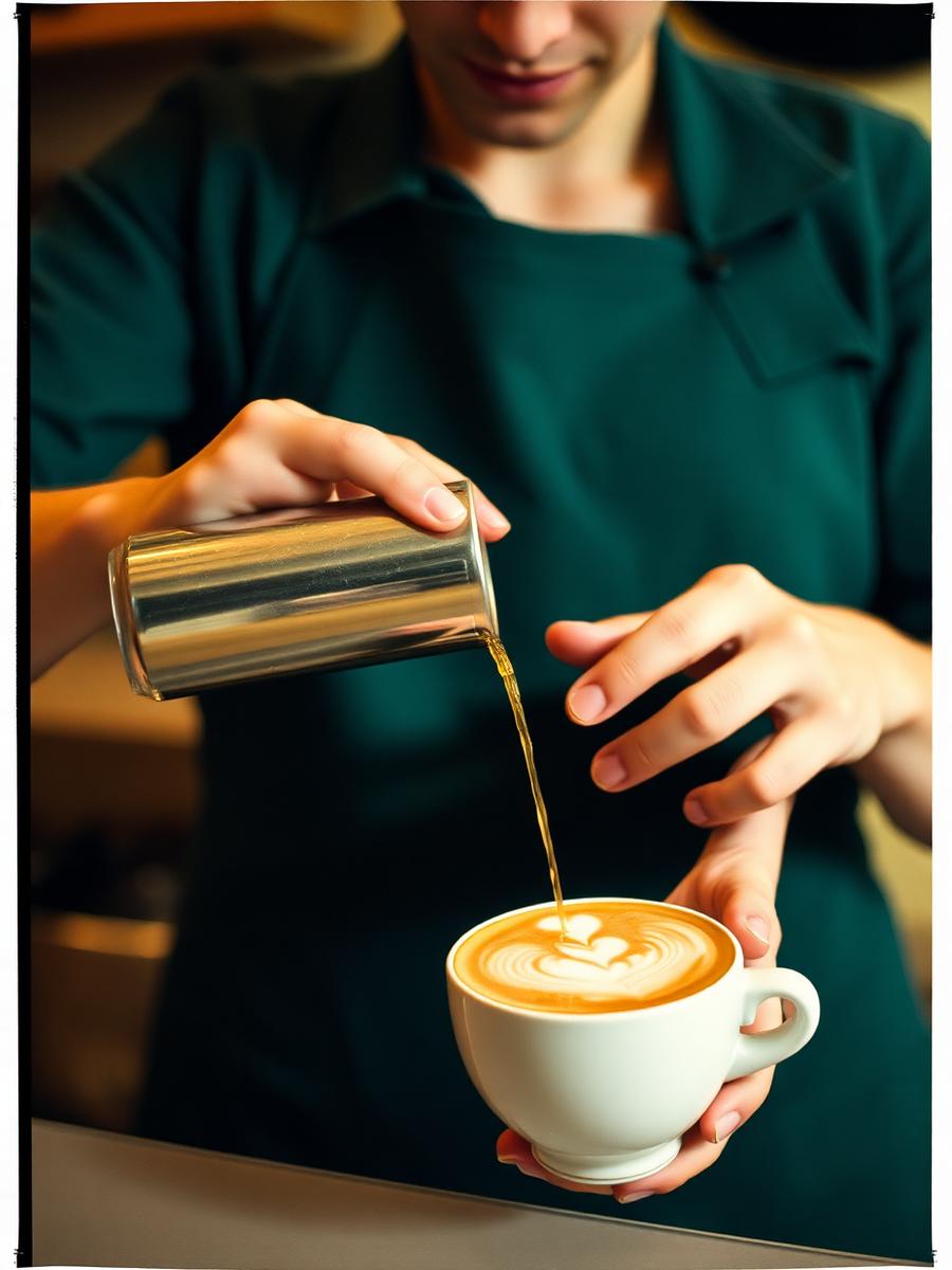 Barista pouring latte art
